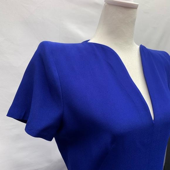 Alexander McQueen Royal,Cobalt Blue V-Neck A-Line Mini Dress Sz 44 US 8 Medium - Picture 9 of 15